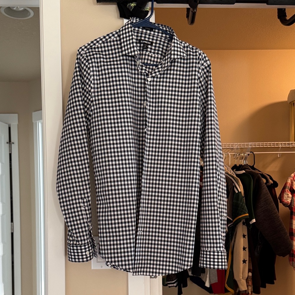 Express Black and White Gingham Shirt